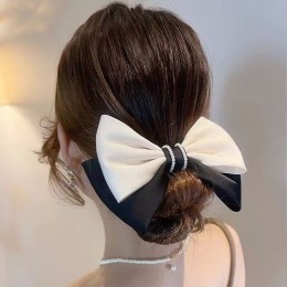 배색 왕 리본 진주띠 헤어끈 URD-308