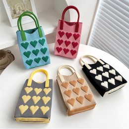 하트 니트 짜임 토트 크로스백 URD-311