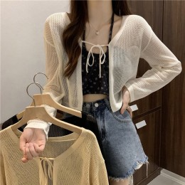 망사 가슴끈 숏 가디건 URD-334