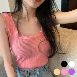 어깨 목 밑단 주름 나시티 URD-366