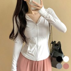 시원소재 손가락 고리 후드 집업 URD-383