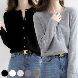 여성 무지 라운드 가디건 URK-061