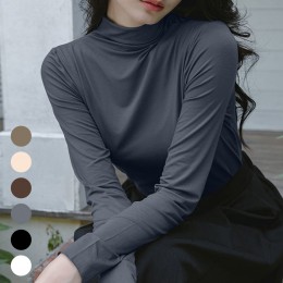 여성 무지 하프넥 반목 티셔츠 URK-097