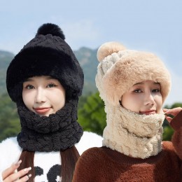 꽈배기 뽀글이 털 방울 넥워머 모자 URK-420