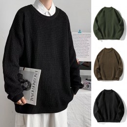 남성 세미 오버 스타일 캐주얼 라운드 니트 URK-423