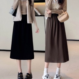 여성 허리 밴딩 트임 쫀쫀 스커트 치마 URK-430