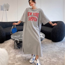 여자 레터링 프린팅 반팔 원피스 URK-446