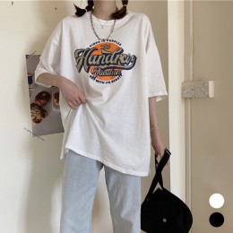 여자 영문 오렌지 라운드 반팔 티셔츠 URK-469