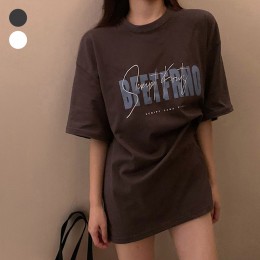 여자 빅 영문 오버 스타일 반팔티 URK-470