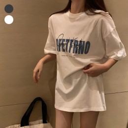 여자 빅 영문 오버 스타일 반팔티 URK-470