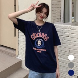 여자 페이스 영문 박스핏 반팔 티셔츠 URK-471