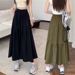 여자 편안한 허리 밴딩 라운드 스커트 치마 URK-493