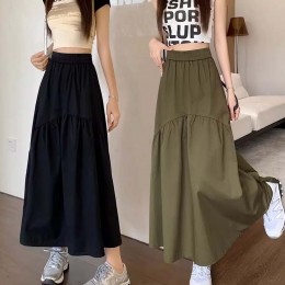 여자 편안한 허리 밴딩 라운드 스커트 치마 URK-493