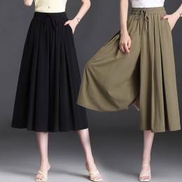 여자 빅 와이드 밴딩 하이웨스트 치마 바지 URK-505