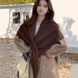 여자 간편 착용 홀 솔리드 삼각 케이프 URK-520