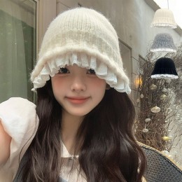 여자 레이스 포인트 니트 벙거지 모자 URK-529