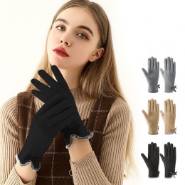 여성 리본 포인트 기모 스마트 터치 장갑 URK-530