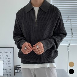 남자 반집업 카라 니트 긴팔 티셔츠 URK-538