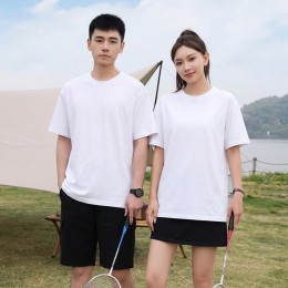 남녀공용 흰색 무지 레이어드 면 반팔 티셔츠 URK-550