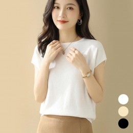 여성 캡소매 보트넥 니트 반팔 티셔츠 URK-576