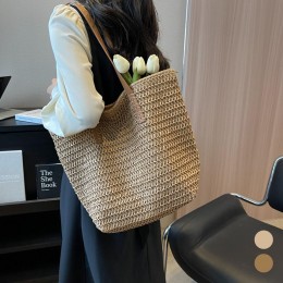 여성 여름 데일리 밀짚 지퍼 잠금 숄더백 URK-583