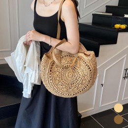 여성 여름 휴양지 패션 원형 지퍼 잠금 숄더백 URK-584