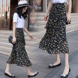 하이웨스트 꽃무늬 레이스 스커트 URK-136