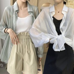 여성 시스루 쉬폰 가오리핏 셔츠 URK-145