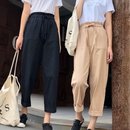 여성 허리 넓은 밴딩 캐주얼 바지 URK-147