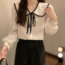 카라 리본 매듭 블라우스 URK-178