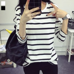 여성 라운드 스트라이프 긴팔 티셔츠 URK-184