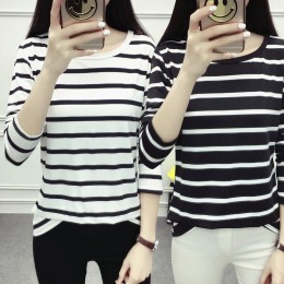 여성 라운드 스트라이프 긴팔 티셔츠 URK-184
