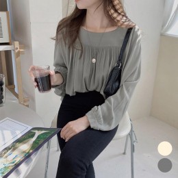 셔링 스퀘어넥 블라우스 URK-186