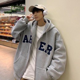 영문 기모 후드 집업 자켓 URK-197