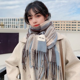여성 겨울 체크 패턴 부드러운 머플러 URK-213