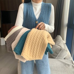 여성 꽈배기 스타일 니트 조끼 베스트 URK-227