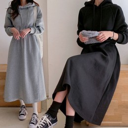 여성 허리밴딩 스커트 후드 원피스 URK-268