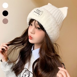 부드러운 도톰 니트 비니 여성 모자 URK-271
