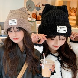 부드러운 도톰 니트 비니 여성 모자 URK-271