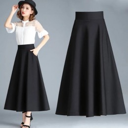 여성 A라인 포켓 허리밴딩 블랙 스커트 URK-273