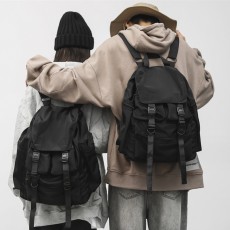 캐주얼 패션 올 블랙 포켓 백팩 URK-281