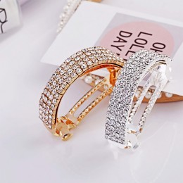 여성 반머리 포니테일 반달 큐빅 자동핀 URK-285