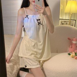 여성 홈웨어 민소매 상하의 리본 잠옷 세트 URK-292