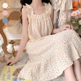 여성 귀여운 체리 패턴 민소매 홈웨어 URK-308