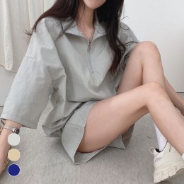 여성 반집업 반팔 반바지 아노락 세트 URK-314