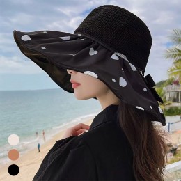 여성나들이 패션 리본 도트 버킷햇 URK-323