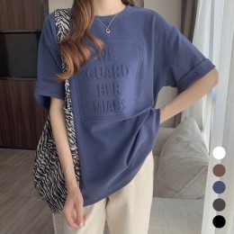 여성 입체 글자 라운드넥 반팔 티셔츠 URK-326