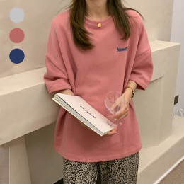 여성 뉴트로 오퍼핏 스타일 반팔 티셔츠 URK-327