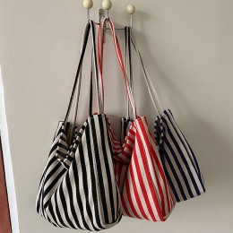 여성 캐주얼 줄무늬 외출 에코 숄더백 URK-348